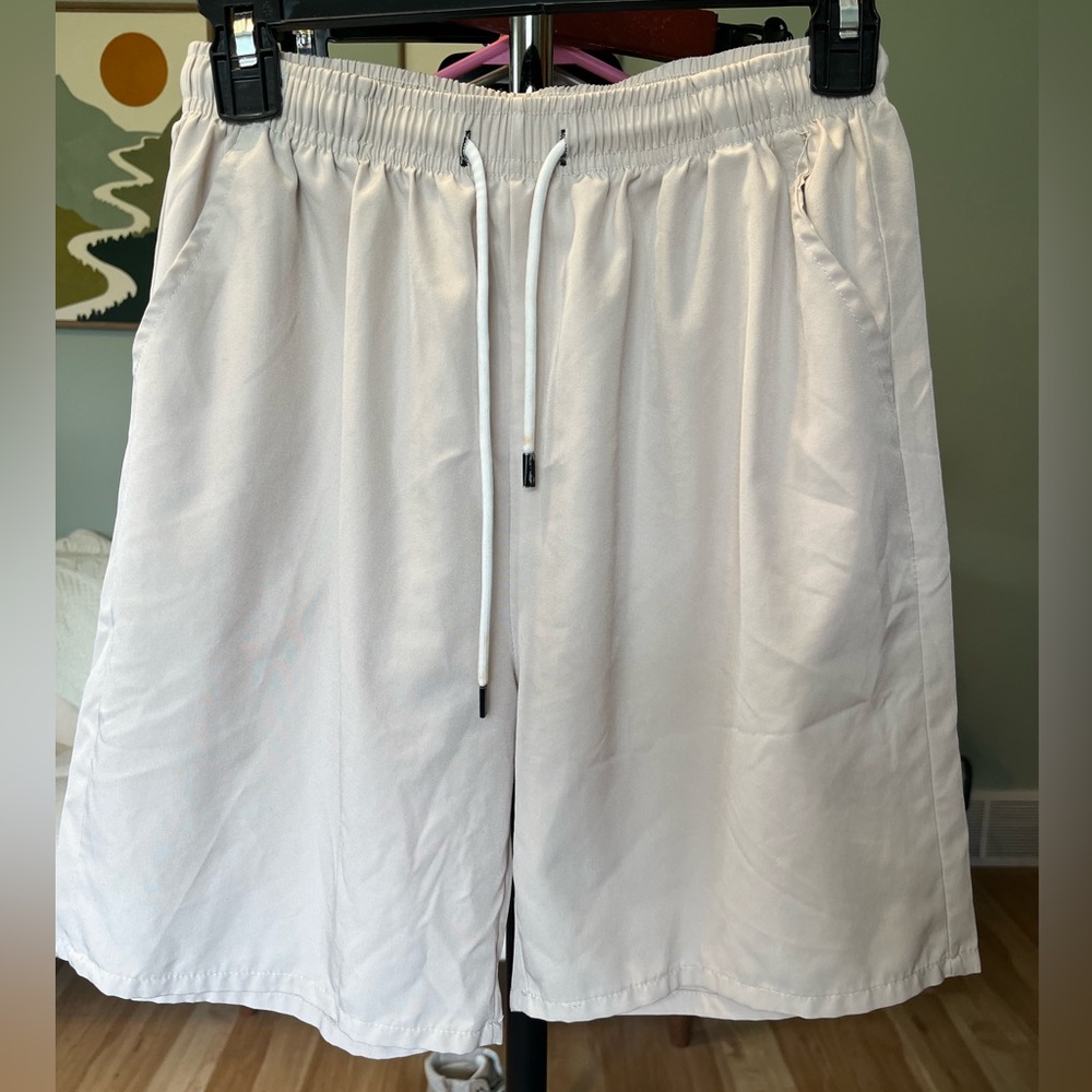 White Drawstring Athletic Shorts